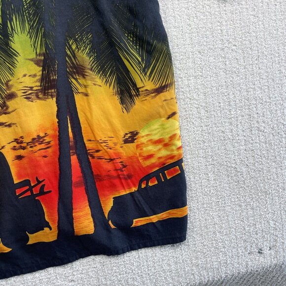 Vintage Ocean Current Hawaiian Shirt Sun set Beach Scene Surf Palm tree Sz M - Picture 15 of 16
